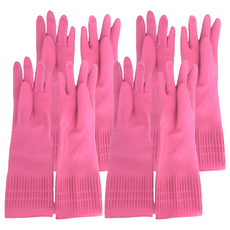 御廚靈 家用加長手套, 紅色, 大(L), 4雙