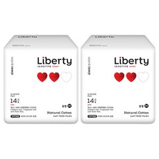 Liberty ORGANATURE 韓國產棉柔瞬吸衛生棉 蝶翼型, M(26cm), 14片, 2包