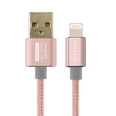 RONEVER 鋁合金尼龍編織充電線 iOS, 120cm, 玫瑰金, 1條