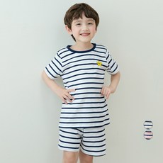 LollyTree 兒童款純棉短袖條紋亮點5分居家服