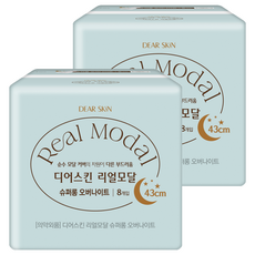 디어스킨 리얼모달 생리대 날개형, 슈퍼롱, 8매입, 2개