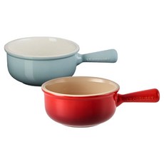 LE CREUSET 洋蔥湯碗2件組 + 購物袋組合, 1套, 紅色, 海鹽