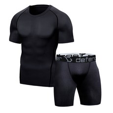 남성용 기능성 스포츠 언더레이어 반팔 5부바지 상하의 세트