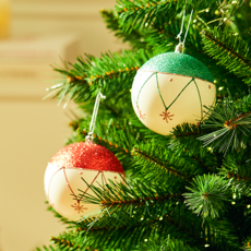 크리스마스 오너먼트볼 트리장식 페인트 글로시 2p 세트, 스타글리터레드그린, 1세트