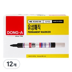 동아 유성매직 둥근닙 12p, 블랙, 12개