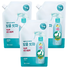 온더바디 코튼풋 발을씻자 풋샴푸 레몬민트향 리필, 1개입, 3개, 500ml