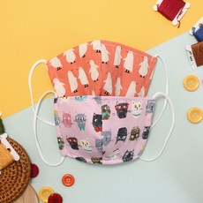 DRESSHOUSE 孩童動物圖案立體布口罩組 粉紅色 2入