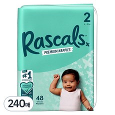 Rascals 優質棉柔舒適黏貼型尿布, 第2階段, 240片