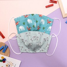 DRESSHOUSE 孩童花紋布口罩組 藍色 2入