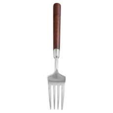 日式餐具 胡桃木粗柄不鏽鋼餐叉 52g, 原木色 + 不鏽鋼原色, 1支