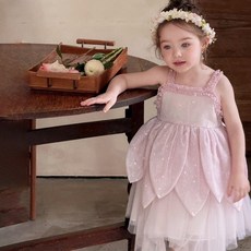 미소파파 여아용 꽃잎샤 반짝이 원피스