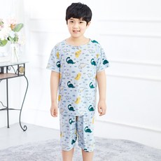 兒童系列 男童涼感透氣快樂恐龍涼感睡衣上下套裝 短袖
