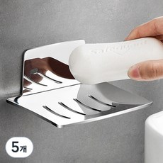 Musikine 飯店式 3M 強力黏著 不鏽鋼肥皂架, 5個, 銀色