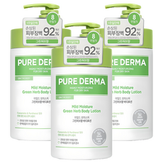 온더바디 퓨어더마 마일드 모이스처 바디로션 그린허브향, 1L, 3개