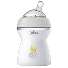 Chicco 天然母感2倍防脹PP奶瓶 單孔 250mL, 灰色, 1個