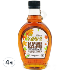 골든드롭 100% 유기농 메이플 시럽 캐나다 A등릅 다크로부스트, 250ml, 4개
