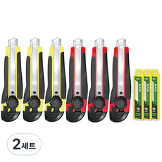 comet 專業用鎖定式大型螺絲橡膠美工刀6支 + 刀片30片組, 2套, 混色