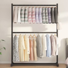 마켓플랜 스틸 베이직 2단 옷걸이 행거, 블랙