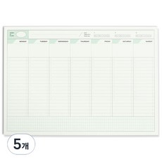 아이코닉 플로우 A4 위클리 플래너 패드 데스크 주간 스케줄러, 5개, 04 SOFT MINT