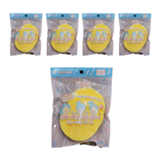 BELLE MADAME 貝麗瑪丹 圓形洗臉海綿 3個, 5包, 黃色