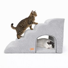 Allmio Pet 貓咪躲藏屋 5層階梯+坐墊套組, 都會灰, 1個