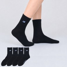 뉴발란스 여성용 베이직 자수 로고 중목 양말 4켤레