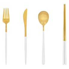 AgkNordic Henning 餐具組 - 金色, 1個, 湯匙 +筷子 + 刀子 + 叉子 + 禮盒