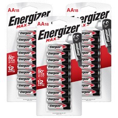 Energizer 勁量 鹼性電池Max AA電池 LR06, 3個, 18入