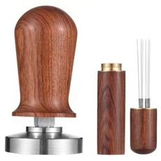 Couselect 304不鏽鋼咖啡壓粉器 + 咖啡布粉針 51 x 51 x 95mm, 木頭色, 1組