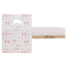 韓國 Sungwon 蝴蝶結塑膠提袋 40 x 50cm, 100個, 蝴蝶結 白色+粉色