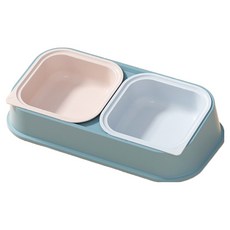 Pastel Pet 寵物撞色傾斜雙碗, 藍色, 1個
