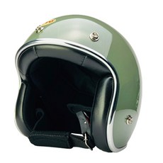 EVO 精裝銀邊款復古騎士安全帽 附冰絲面罩 顏色隨機, 乳綠