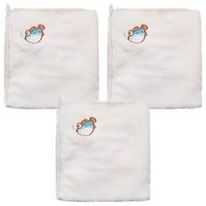 SHIMOYAMA 刺繡風珊瑚絨加厚吸水擦手巾 洗臉巾 套組 35*35cm, 白色, 3條