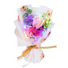LED 香皂花玫瑰滿天星永生花禮盒, 粉色