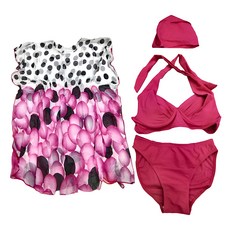 Summer love 夏之戀 女款大連身裙泳裝 Set 綁帶式肩帶 附罩墊, 連身裙三件式