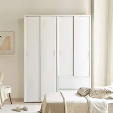 스칸디아 모어빅 키큰 행거형 슬라이딩 옷장 800 + 서랍형 슬라이딩 옷장800 세트 방문설치, 화이트