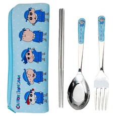 Shinchan 蠟筆小新 304不鏽鋼3件式餐具組 CS52671b-LK 27 x 13cm 3歲以上, 叉子 + 湯匙 + 收納袋, 公車, 1組