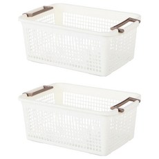 THE ZAKKA 方形網格把手收納箱, 2個, 白色