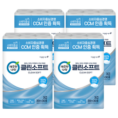 KleanNara 可綠納樂 Clean Soft 天然紙漿3層高級捲筒衛生紙, 30m, 4個, 30入