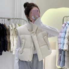 Elsso 女款立領抽繩蓬鬆短版鋪棉背心