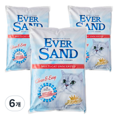 에버샌드 벤토나이트 고양이 모래, 6kg, 6개, 멀티캣 무향