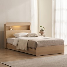 스칸디아 앤디 LED 3단 수납 침대 프레임 단품 방문설치, 오크