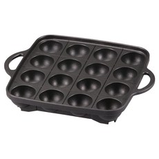 Iwatani 岩谷 新章魚丸子不沾章魚燒烤盤 16孔 方型 直火專用 CB-A-TKP 燒烤盤260 x 210 x 39mm 孔洞直徑40mm, 21cm, 1組