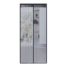 磁吸門簾 聚酯纖維材質 靜音吸附 細密網紗 通風透氣 白/咖啡, 210 x 90cm, 靜謐黑