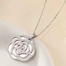 noid-b 女款醫療鋼玫瑰花大墜飾鍊條長項鍊