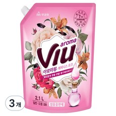 아로마뷰 해피니스 로즈 섬유유연제 리필형, 2.1L, 3개