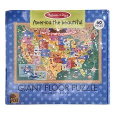 Melissa&Doug 瑪莉莎 NP地板拼圖5歲 美國地圖, 60片, 1組