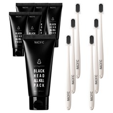 네시픽 블랙헤드 올킬 워시오프 마스크팩 코팩 + 올킬 브러쉬, 1세트, 6개