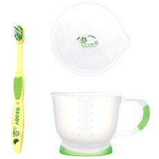 DOOBY 大眼蛙 止滑漱口杯 + 保潔蓋 + 1~3歲黃柄牙刷 嬰兒用 - 台灣製造 180cc, 1盒, 黃色 + 綠色, 6歲, 3歲