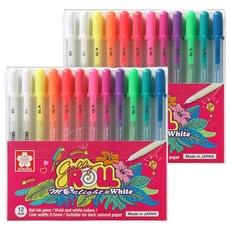 SAKURA 櫻花 月光晶彩筆 12支, 凝膠墨水筆, 鮮豔和白色, XPGB-12ML, 2盒